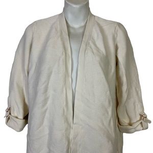 CHICO'S Ribbed Off White Ivory Open Style Cardigan Knit Sweater Cotton Blend  1